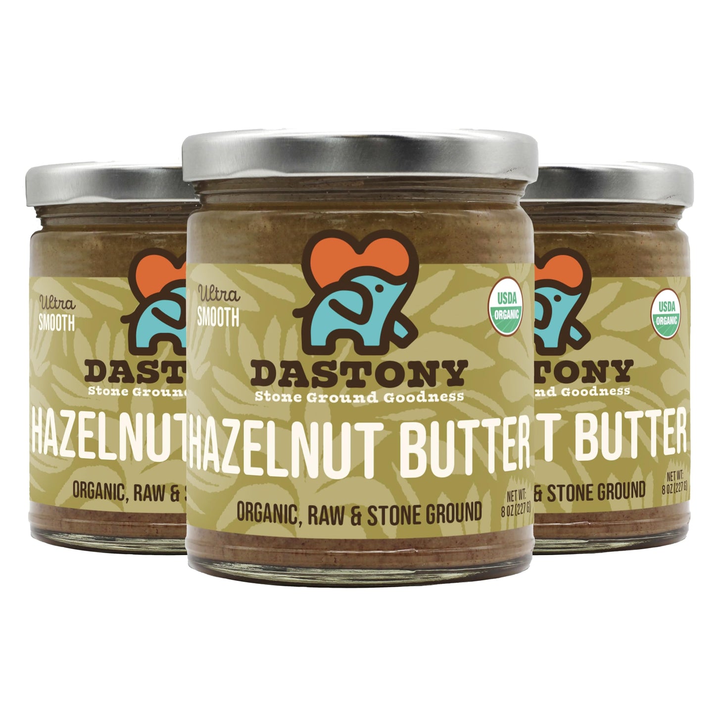 Dastony Organic Raw Hazelnut Butter, 8 oz | Only One Ingredient | Vegan, Paleo and Keto Friendly, Non GMO, Gluten-free - Pack of