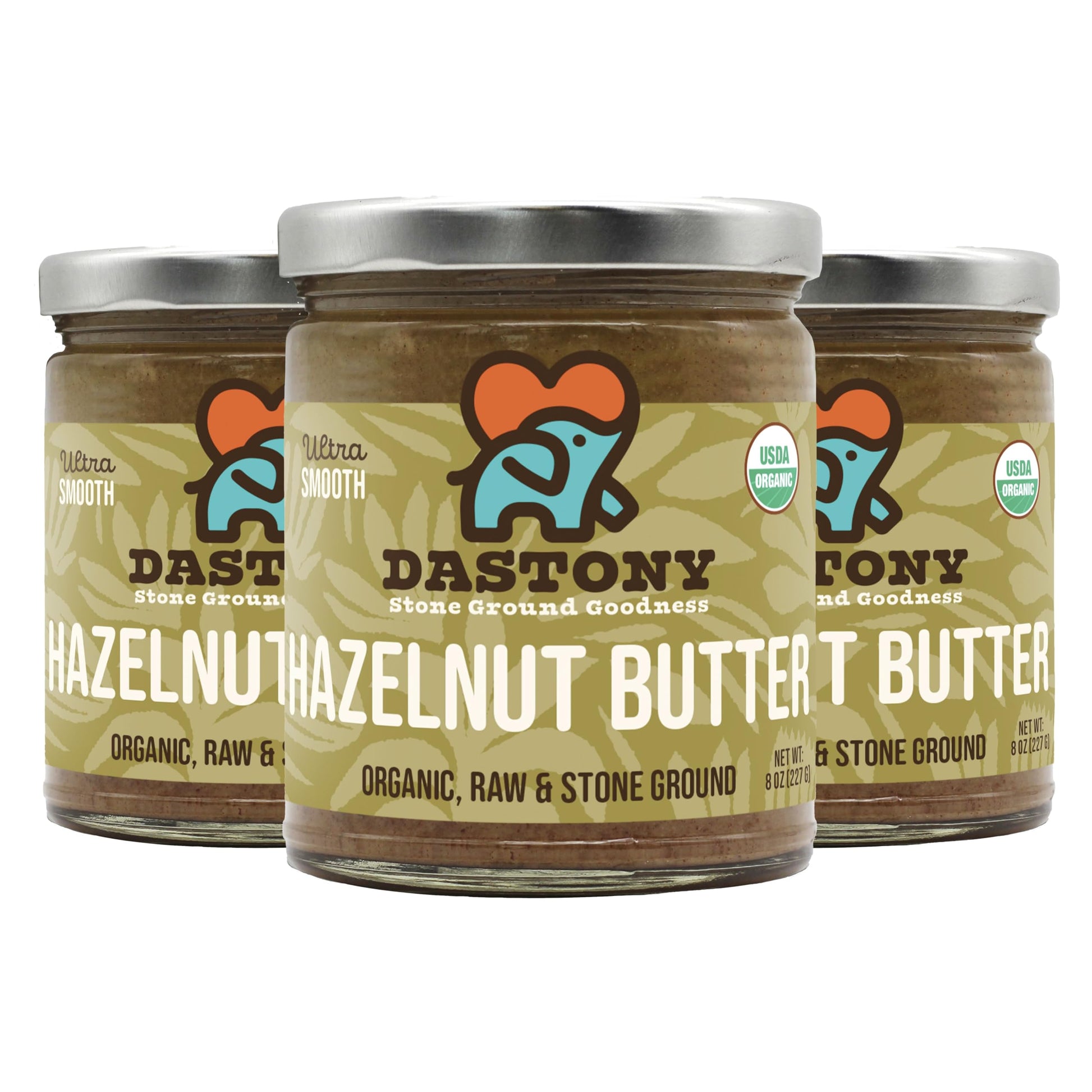 Dastony Organic Raw Hazelnut Butter, 8 oz | Only One Ingredient | Vegan, Paleo and Keto Friendly, Non GMO, Gluten-free - Pack of