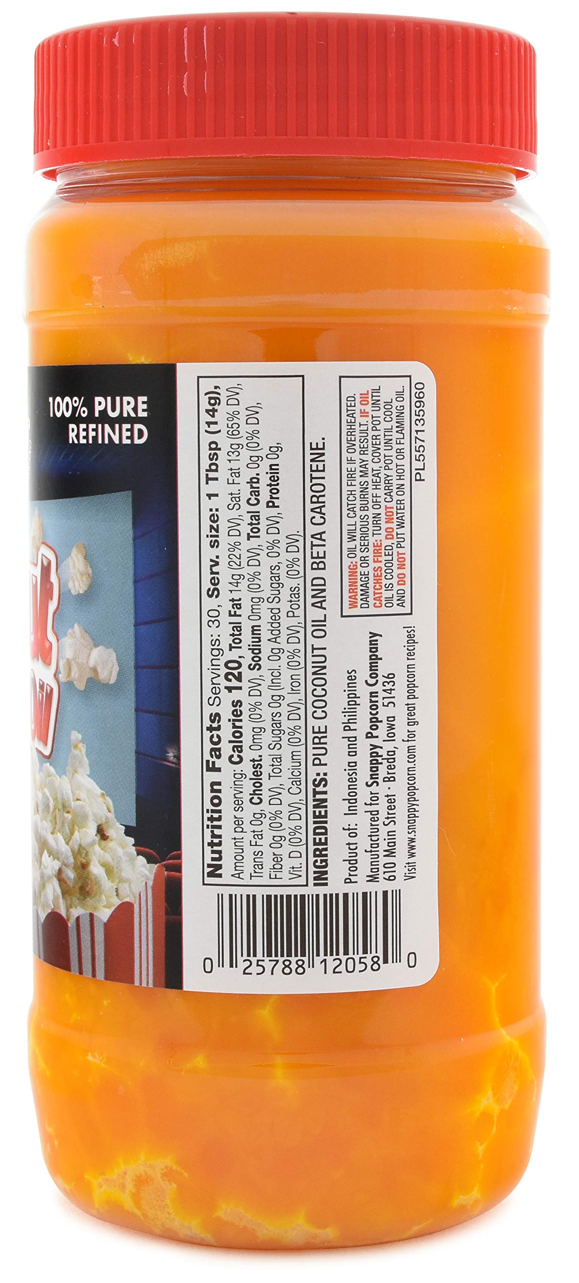 SNAPPY Coconut Popping Oil - Pure Colored, 15 Ounce, Pack of 1