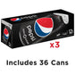 Pepsi Zero Sugar Soda Fridge Pack, 12 fl oz, 36 Cans, Black
