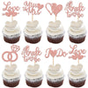 36 Pack Bridal Shower Cupcake Toppers Glitter Diamond Ring, Love I Do Cupcake Picks Miss To Mrs Bridal Shower Wedding Engagement Bachelorette Party Cake Decorations Supplies Rose Gold