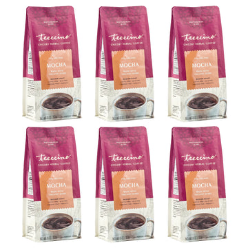 Teeccino Mocha Chicory Coffee Alternative, Caffeine-Free, Medium Roast, 11 Ounce (Pack of 6), Natural