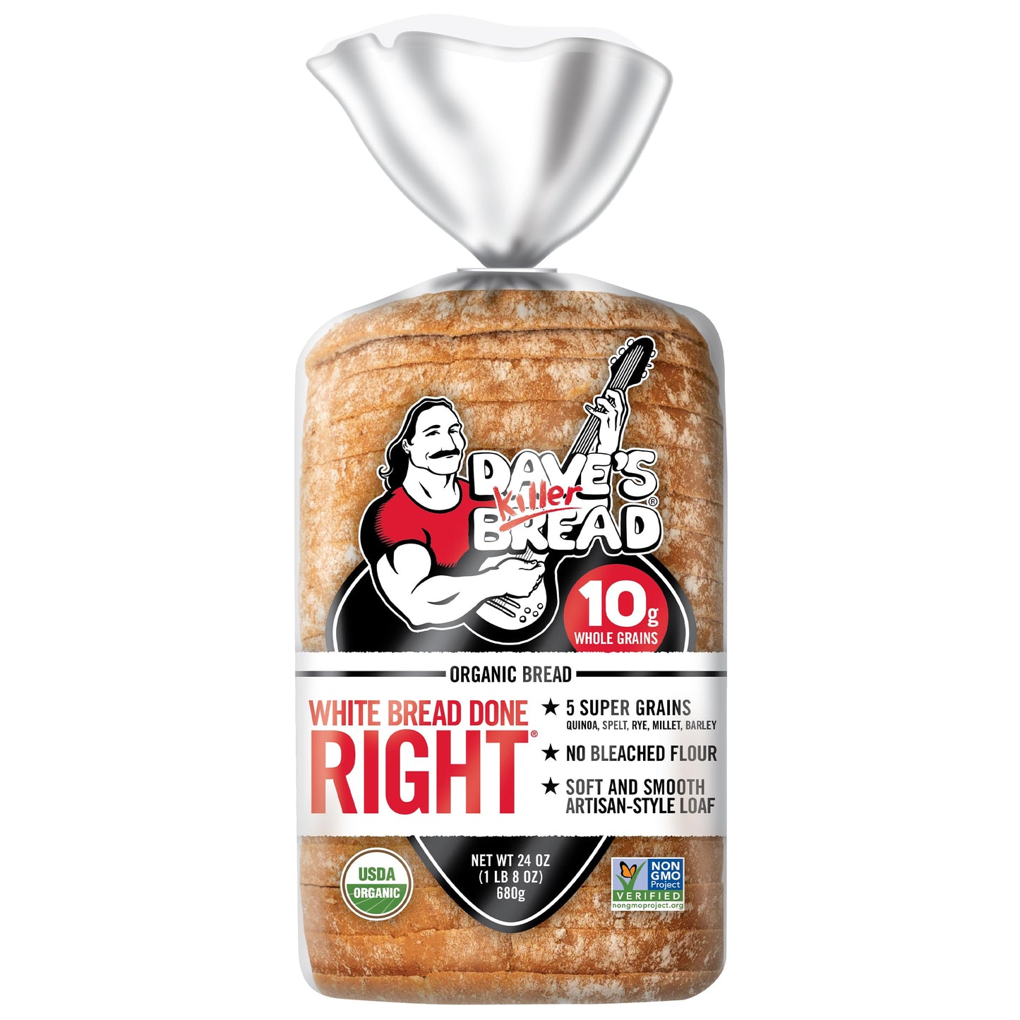 Daves Killer Bread White Bread Done Right, Artisan-Style Organic White Bread, 24 oz Loaf