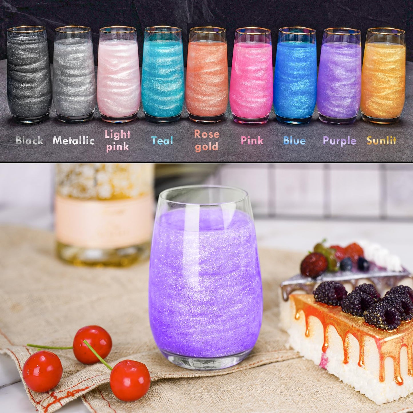 NiHome Edible Glitter Powder for Decorating - Metallic Luster Dust, Purple, 5g/0.17oz, Vegan, Allergen-Free