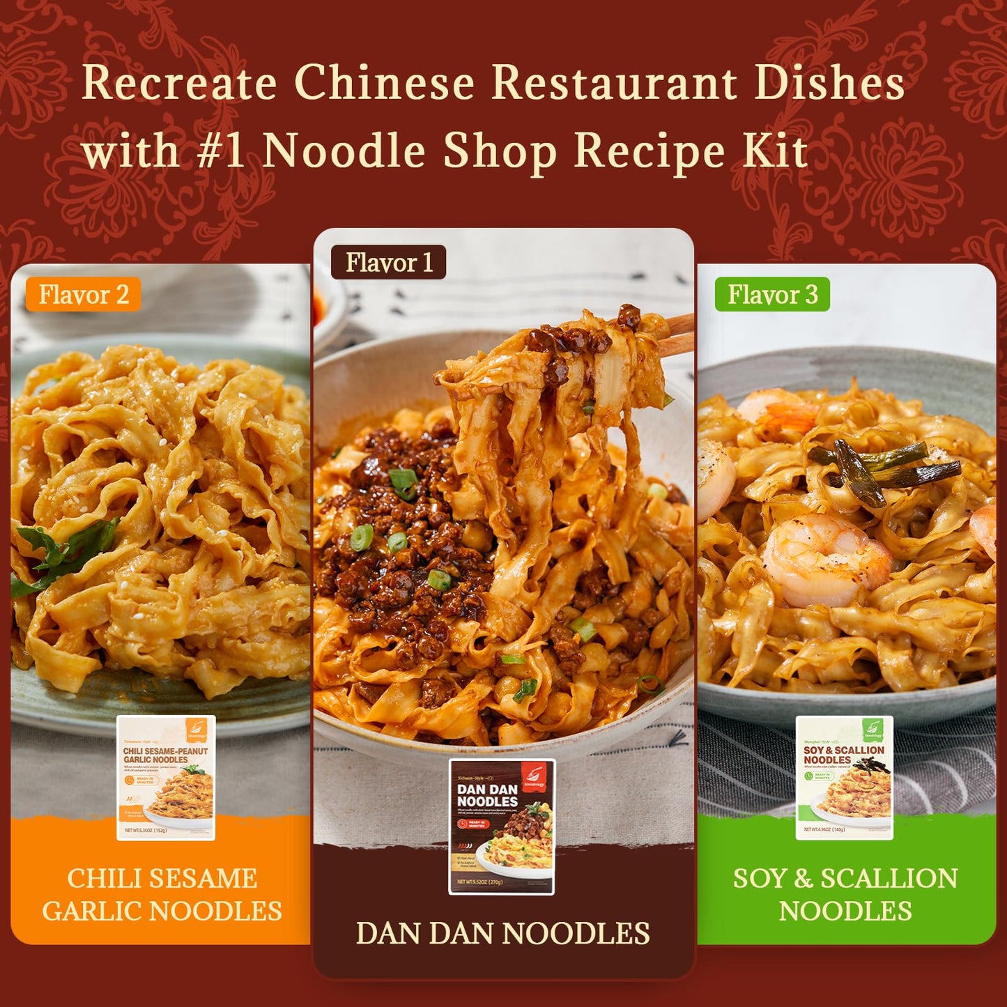 Noodology Szechuan, Shanghai, Taipei Saucy Noodles Dishes, Rich Chinese Flavors Hand-Sliced Thick Noodles Ramen, Sun-Dried, Read