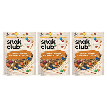 Snak Club Peanut Butter Chocolate Trail Mix with Peanuts, Peanut Butter M&MS, Toffee Peanuts, and Pretzels, 11 oz Resealable Bag