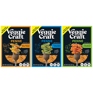 Veggiecraft Farms Variety Pack Penne Pasta - NEW BETTER TASTE - Gluten Free Pasta, Plant Based Penne Pasta, Sweet Potato, Caulif
