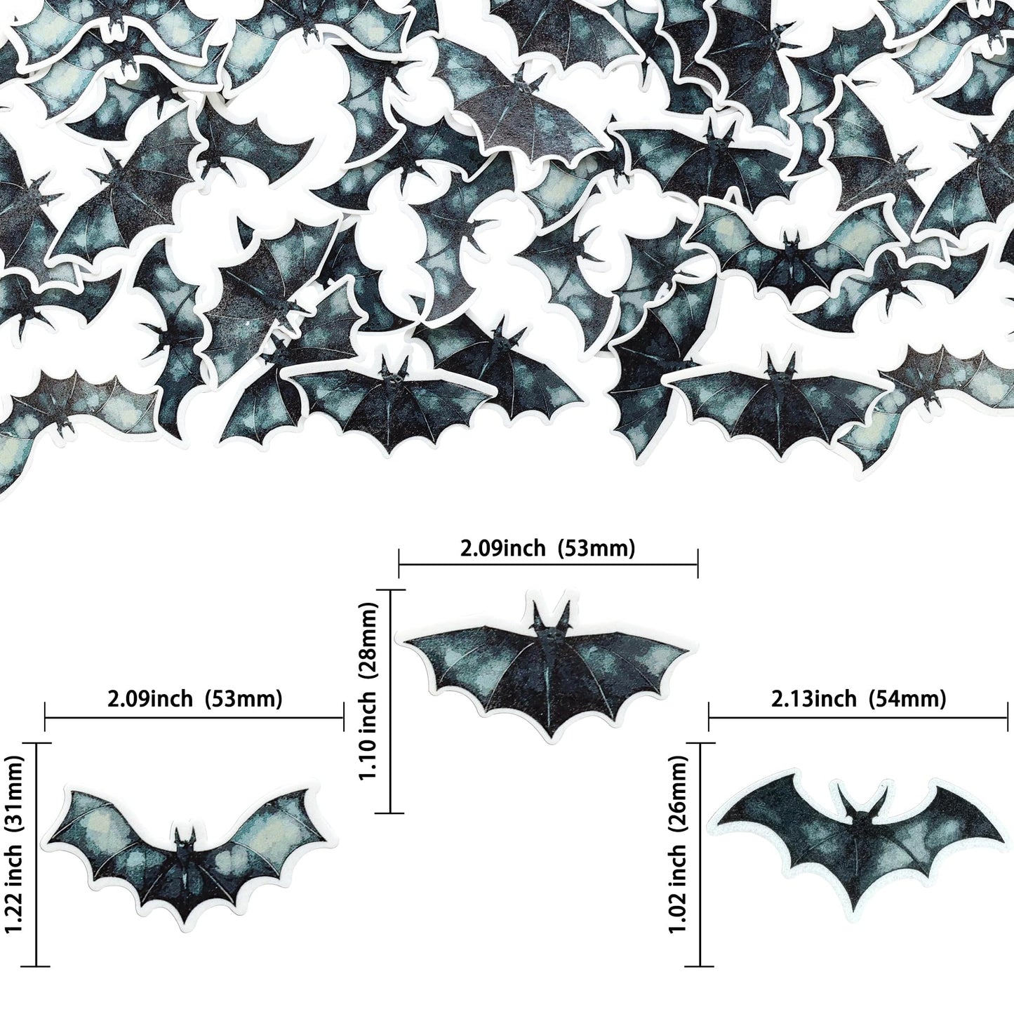 Gyufise 60Pcs Edible Halloween Bat Cupcake Toppers Edible Wafer Paper Bat Halloween Cupcake Picks For Baby Shower Kids Halloween