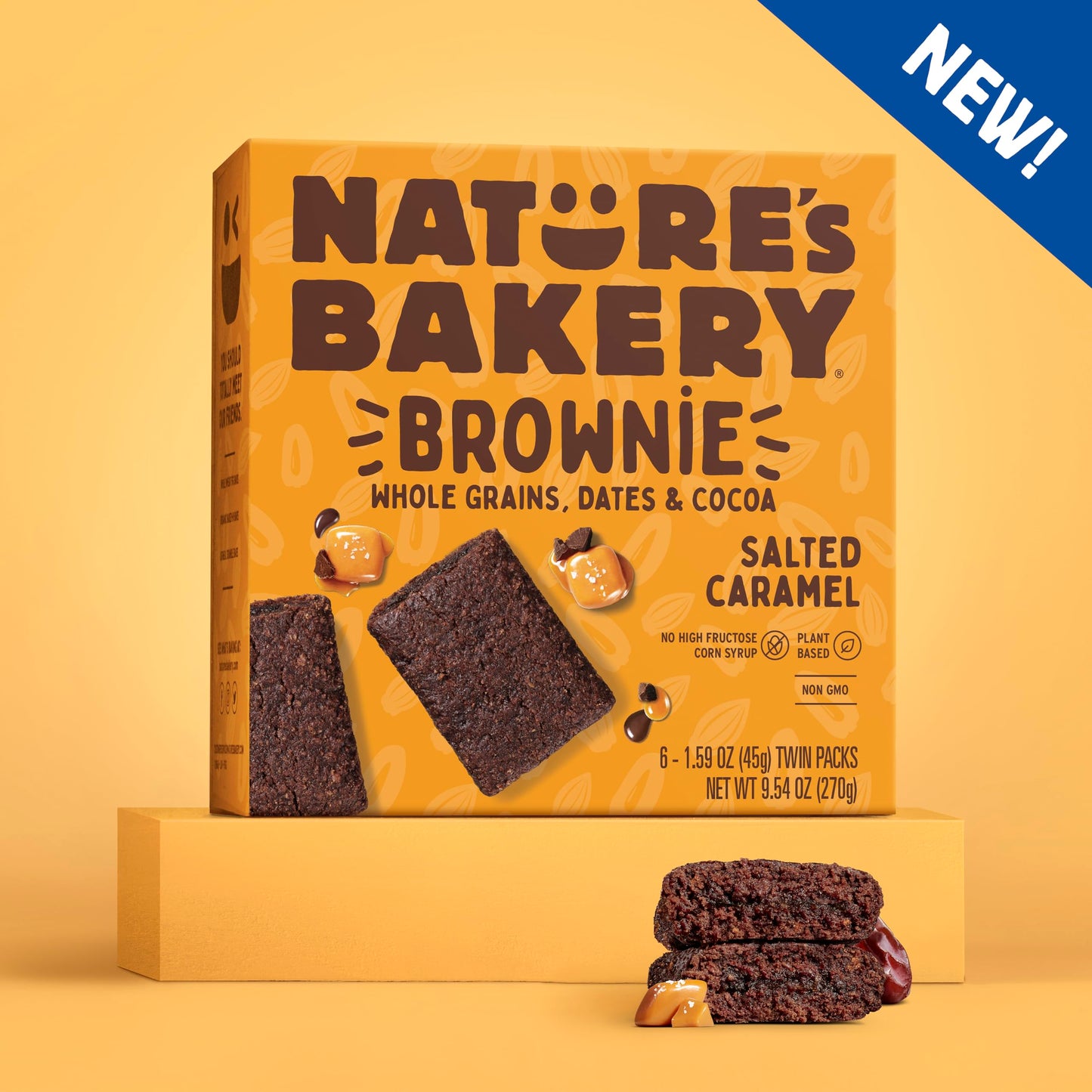 Natures Bakery Salted Caramel Brownie Bars, Whole Grains, Dates, And Cocoa, Plant Based, Dairy-Free, Snack Bar, 6 Count (Pack Of