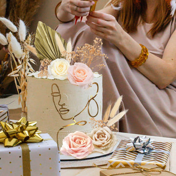 21 Pcs Boho Cake Topper Decorations Acrylic Minimalist Art Lady Gold Face Vintage Artificial Rose Flower Wedding Cake Toppers Fo