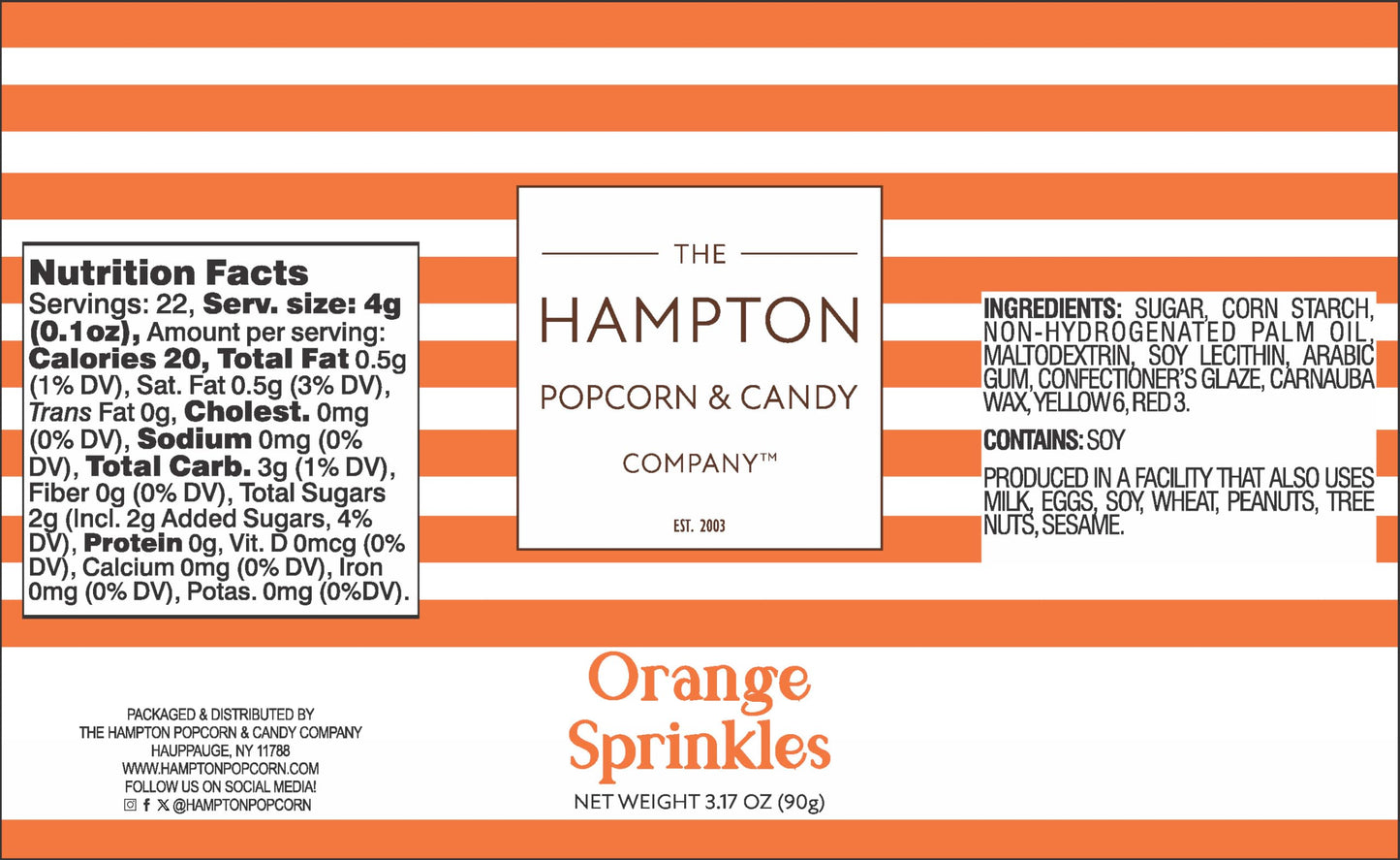Orange Sprinkles Jimmies 3.17 Oz, Sprinkles For Cake Decorating, Cake Sprinkles, Sprinkles For Baking, Ice Cream & More, The Ham