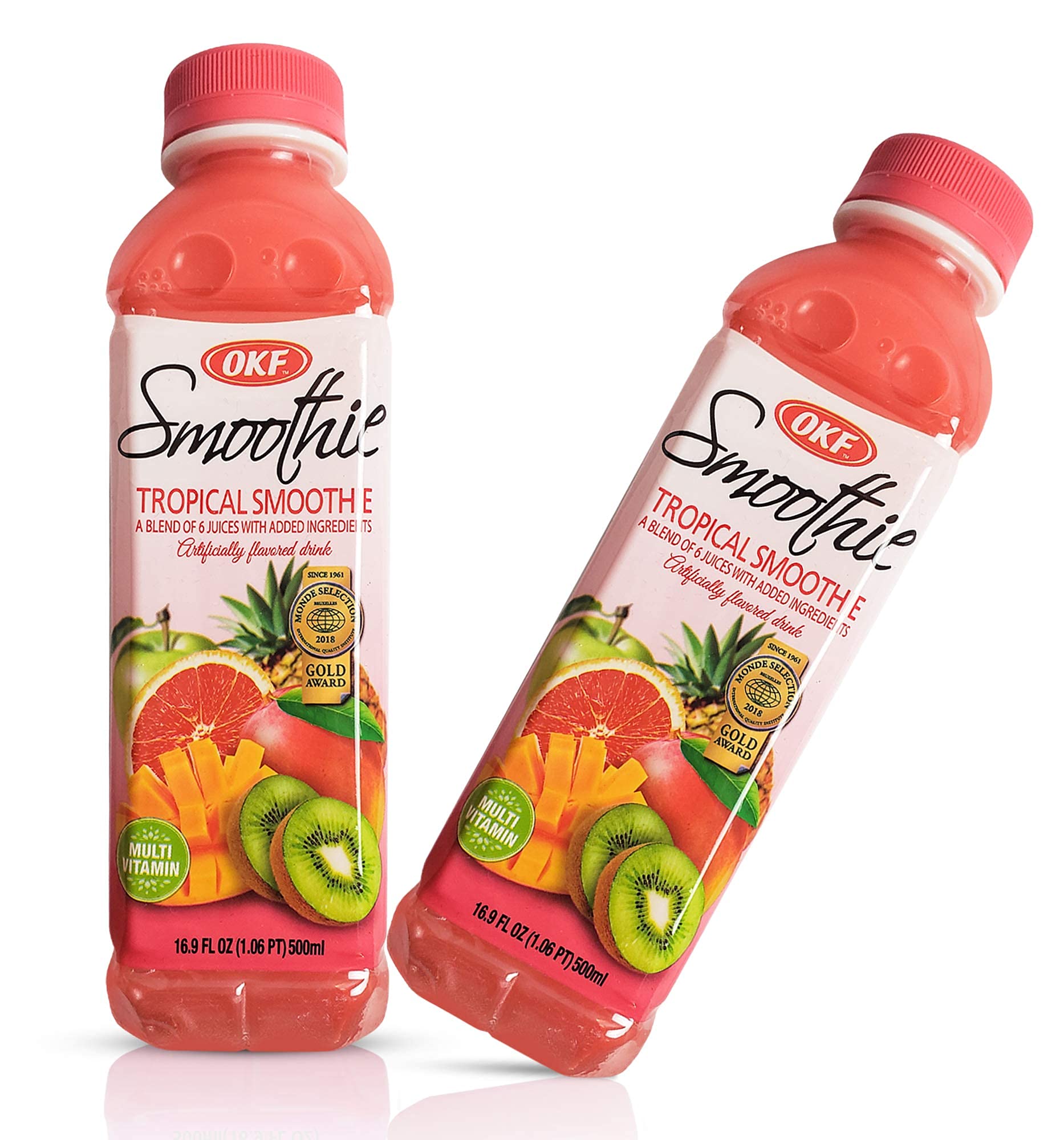 OKF Smoothie Multi Vitamin Drink, Tropical Flavor, 16.9 Fl Oz, Pack of 10