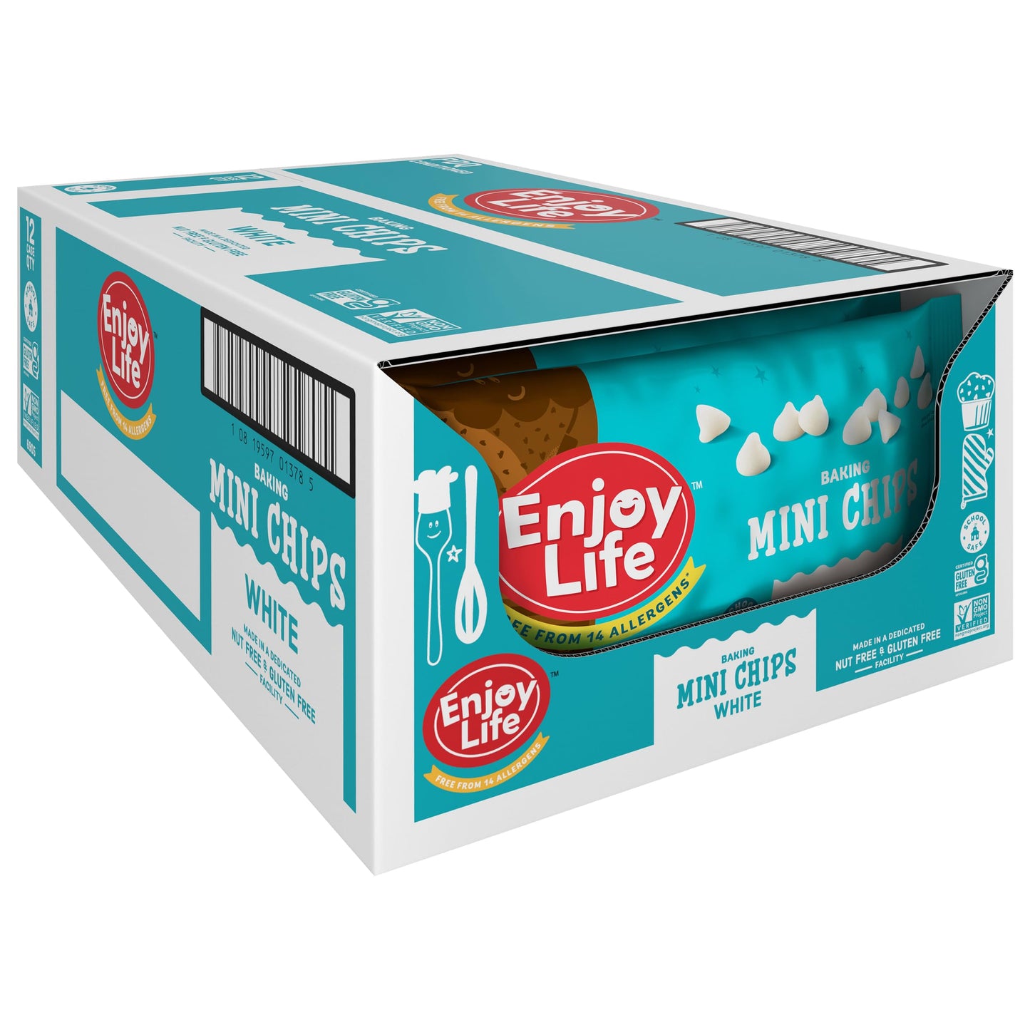 Enjoy Life Mini White Baking Chips, White Chocolate Flavor Gluten Free, School Safe, Non Gmo, Dairy Free, Soy Free, Nut Free, Bu