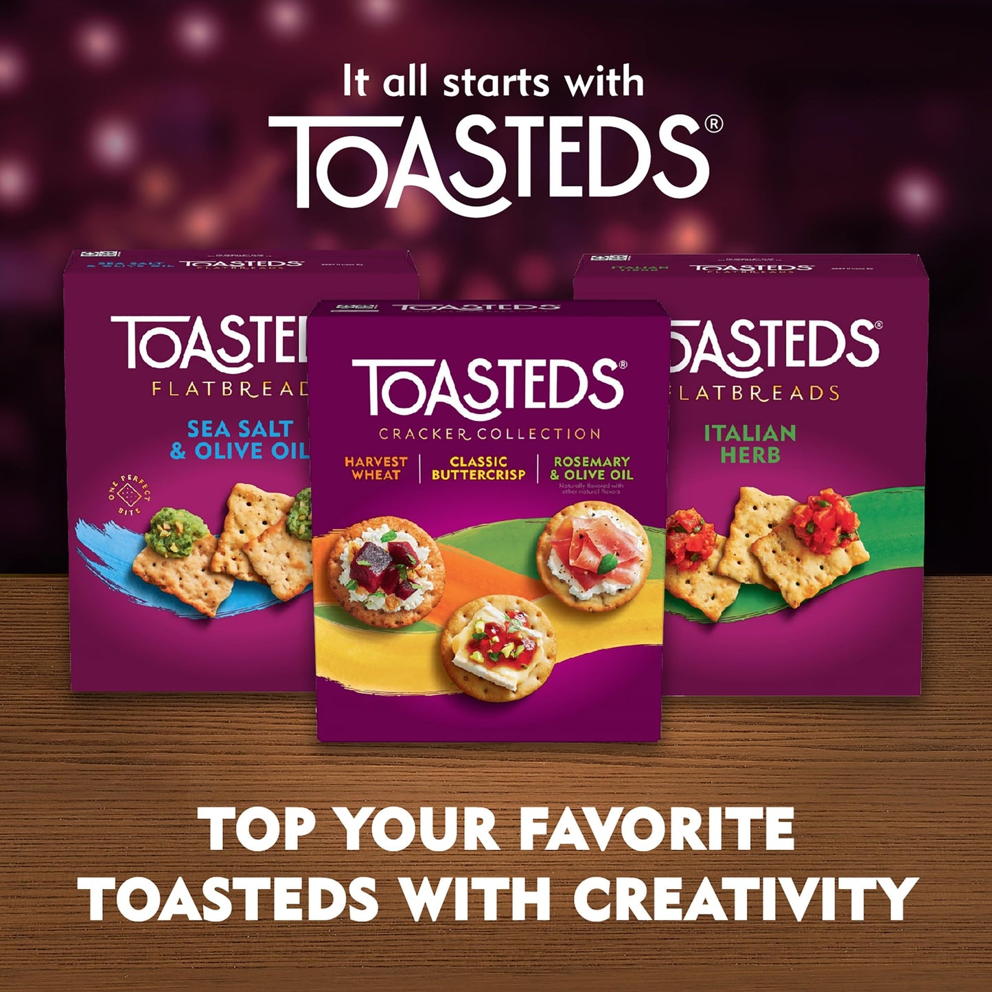 Toasteds Flatbreads Crackers, Party Snacks, Lunch Snacks, Sea Salt and Olive Oil, 8.7oz Box (1 Box)