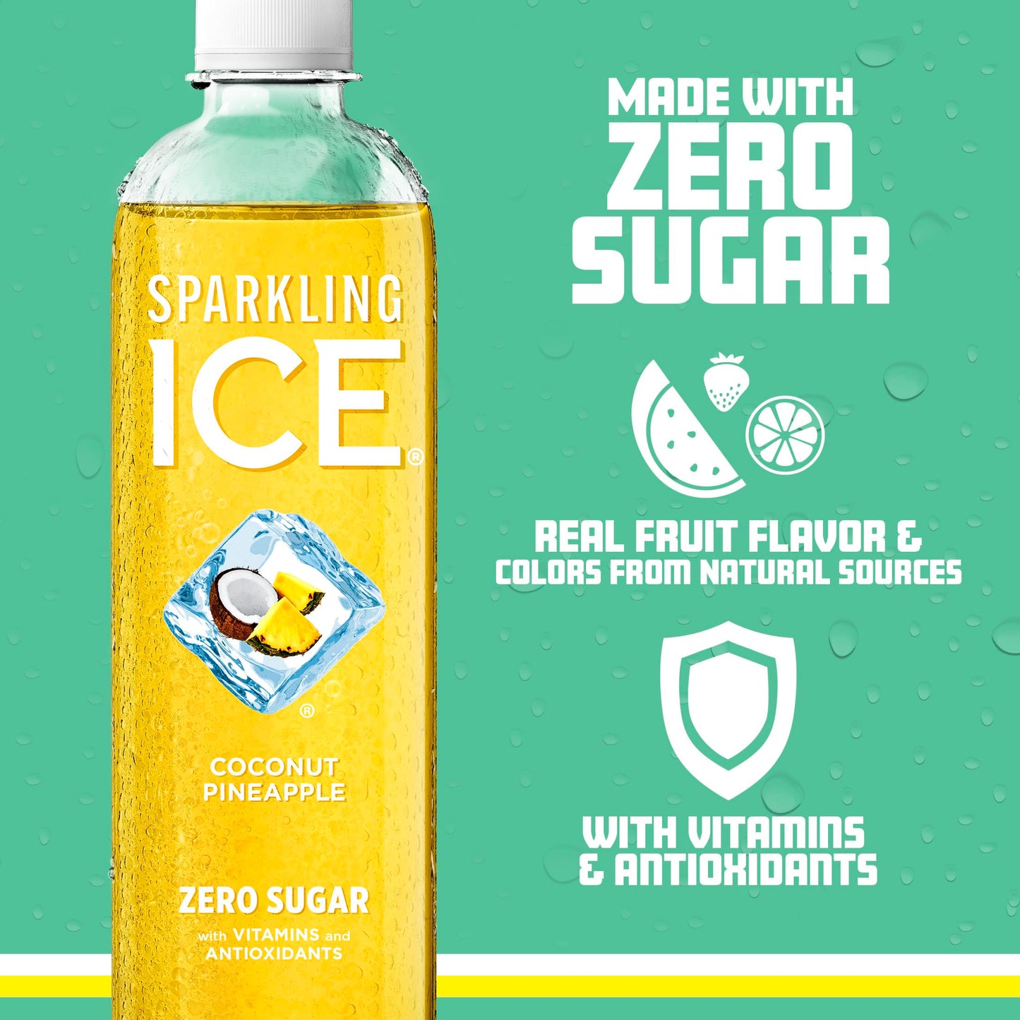 Sparkling Ice Coconut Pineapple Sparkling Water, Zero Sugar, 17 fl oz Bottles, Pack of 12