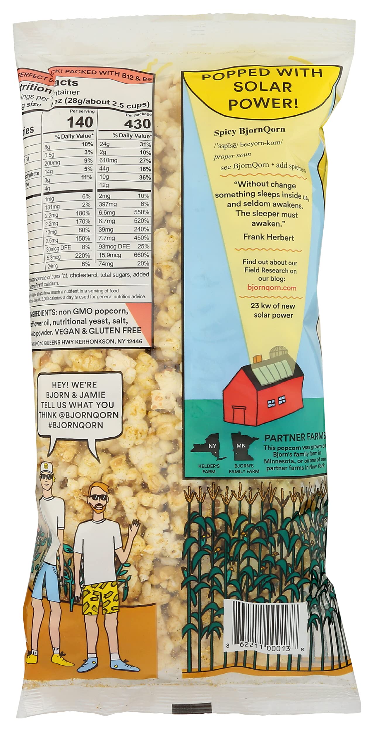 Bjornqorn Spicy Sun-Popped Popcorn, 3 Oz