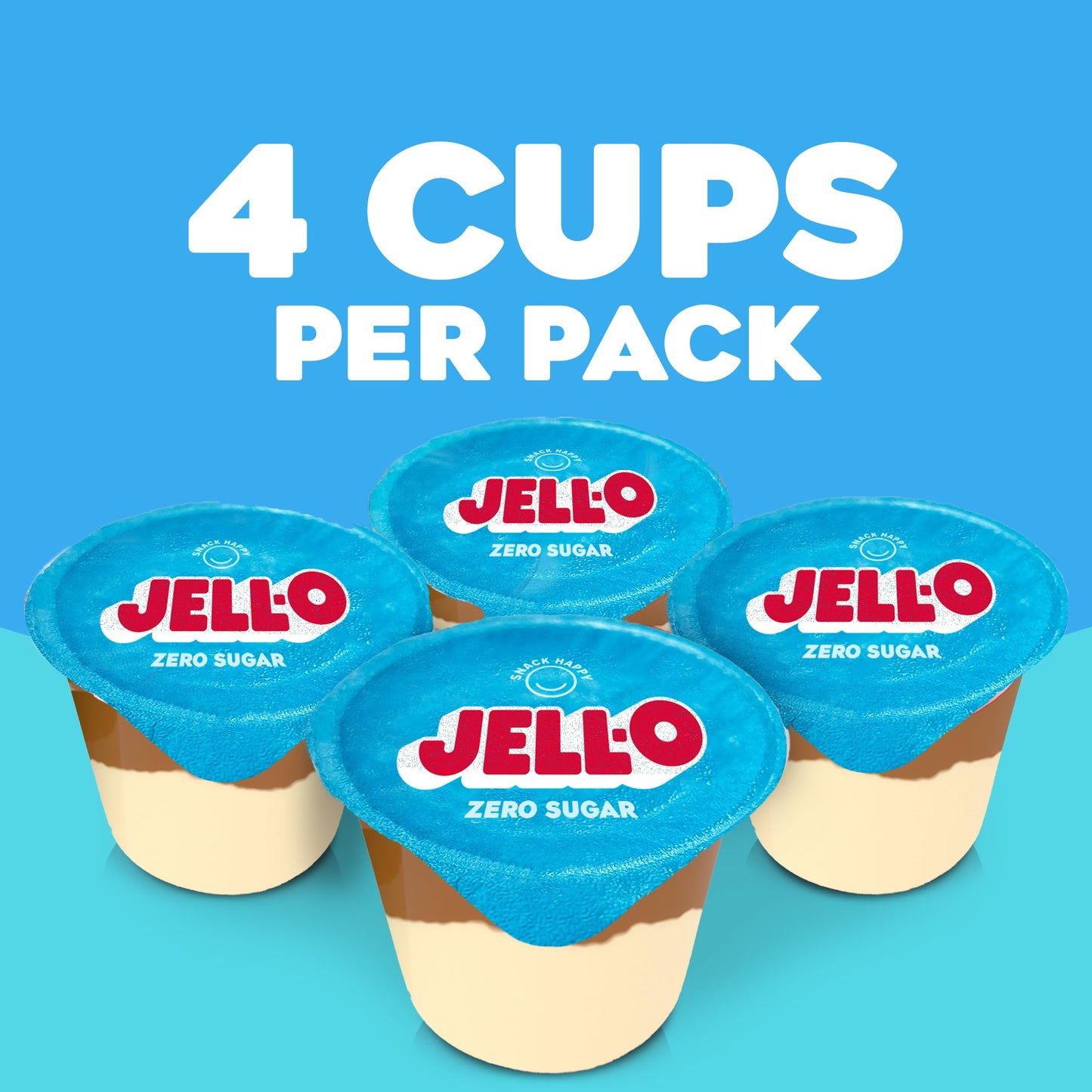 Jell-O Dulce de Leche Artificially Flavored Zero Sugar Ready-to-Eat Pudding Snack Cups, 4 ct Cups