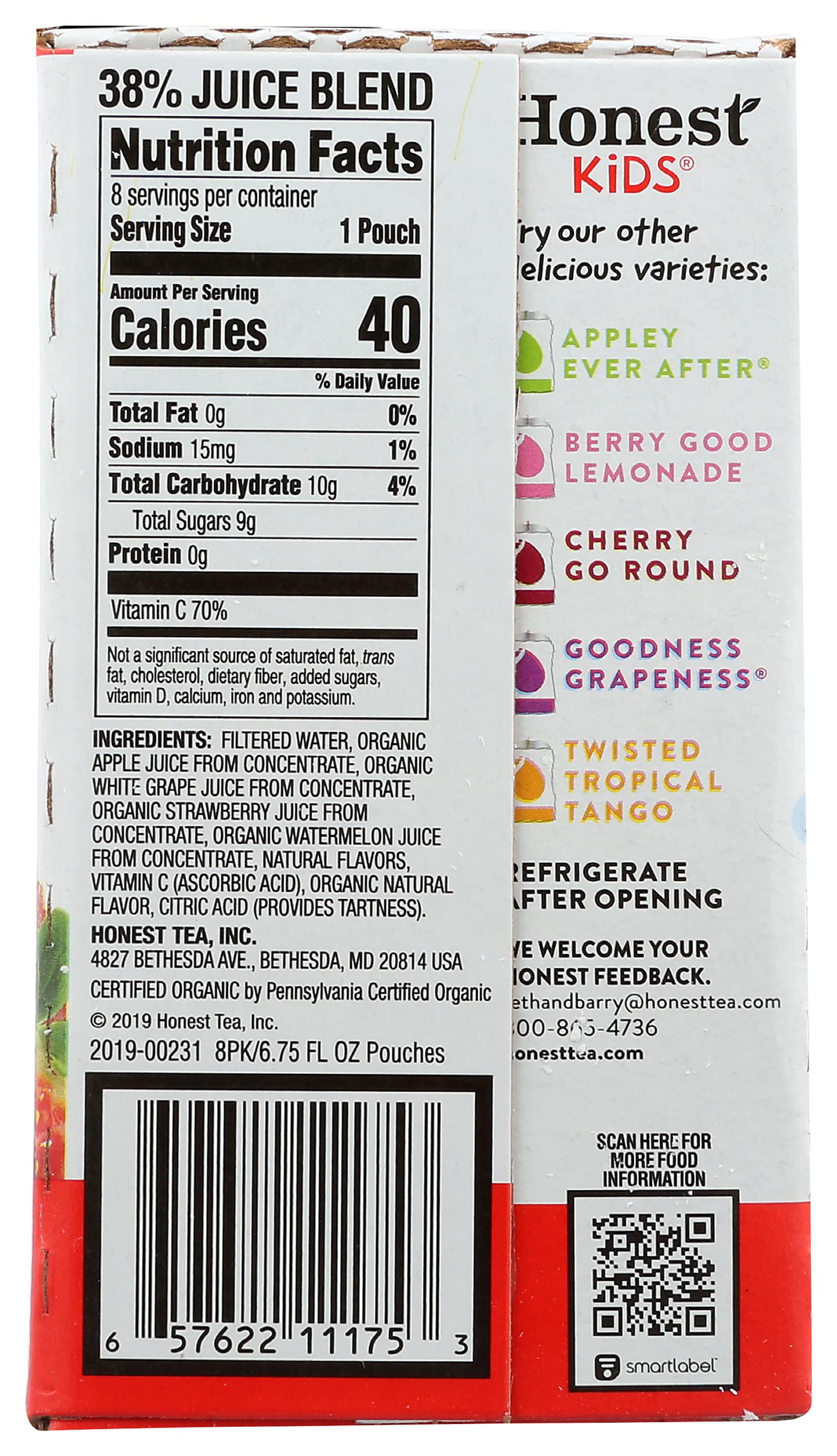 Honest Kids Super Fruit Punch Organic Fruit Juice Drink, 6.75 Fl Oz, 8 Pack