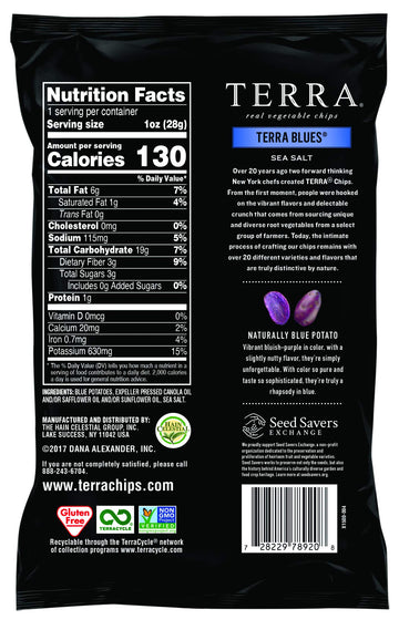 Terra Vegetable Chips, Snack Size Variety Pack, Original, Blues And Sweet Potato (Pack Of 24)