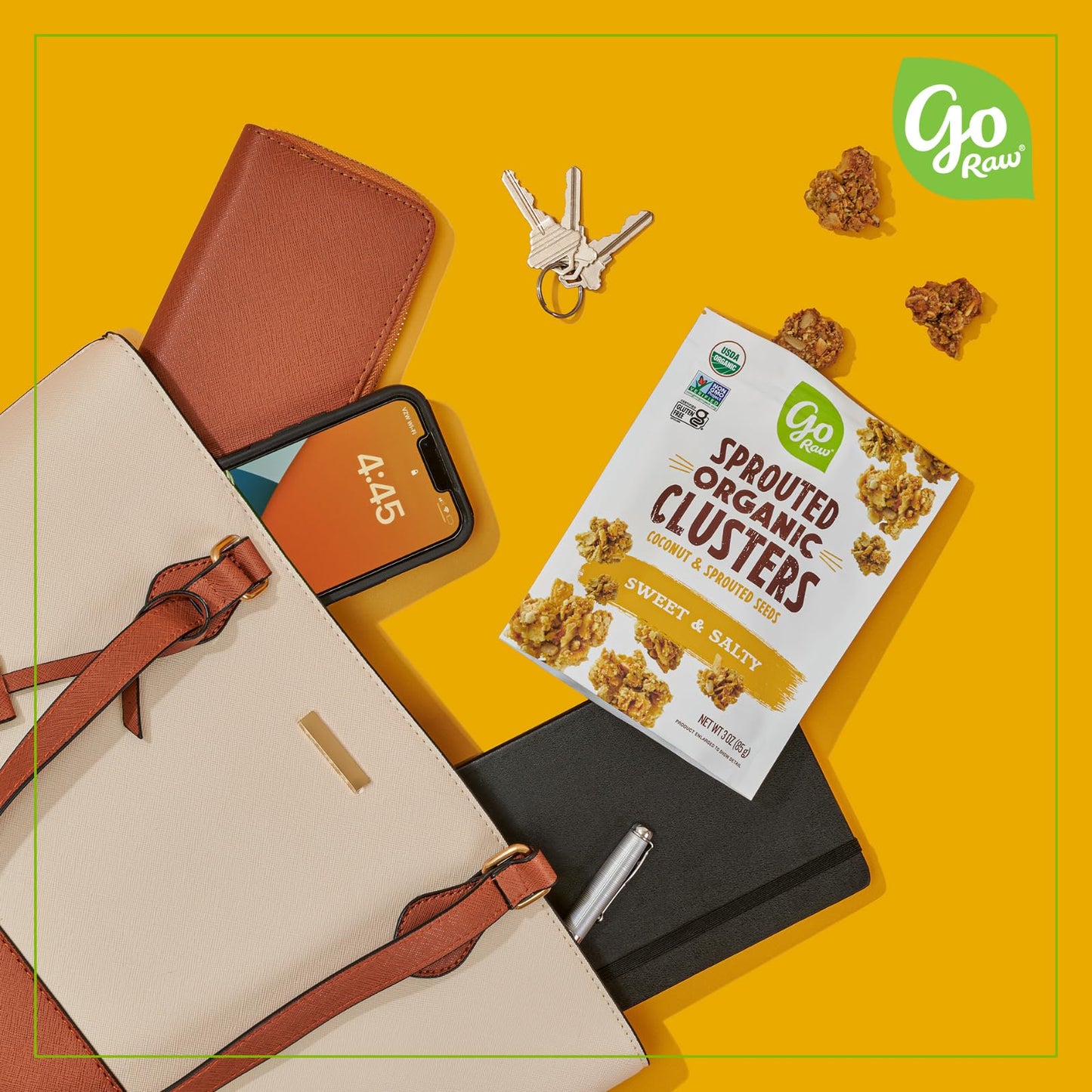 Go Raw Sprouted Organic Clusters, Coconut & Sprouted Seeds, Sweet & Salty, Good Source of Vitamin E, Magnesium & Zinc, Vegan Fri