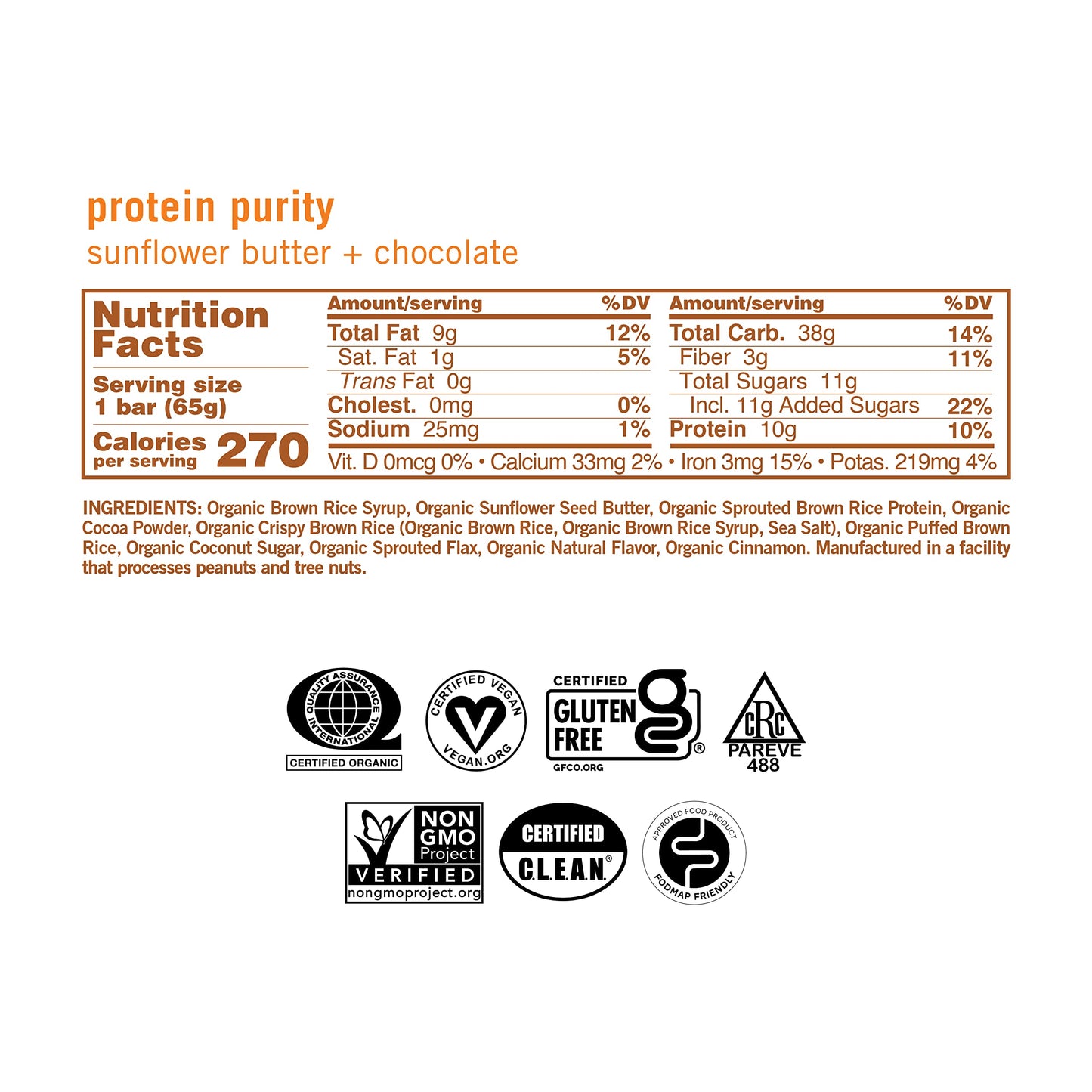 Gomacro Macrobar Organic Vegan Protein Bars - Sunflower Butter + Chocolate (2.3 Ounce Bars, 12 Count