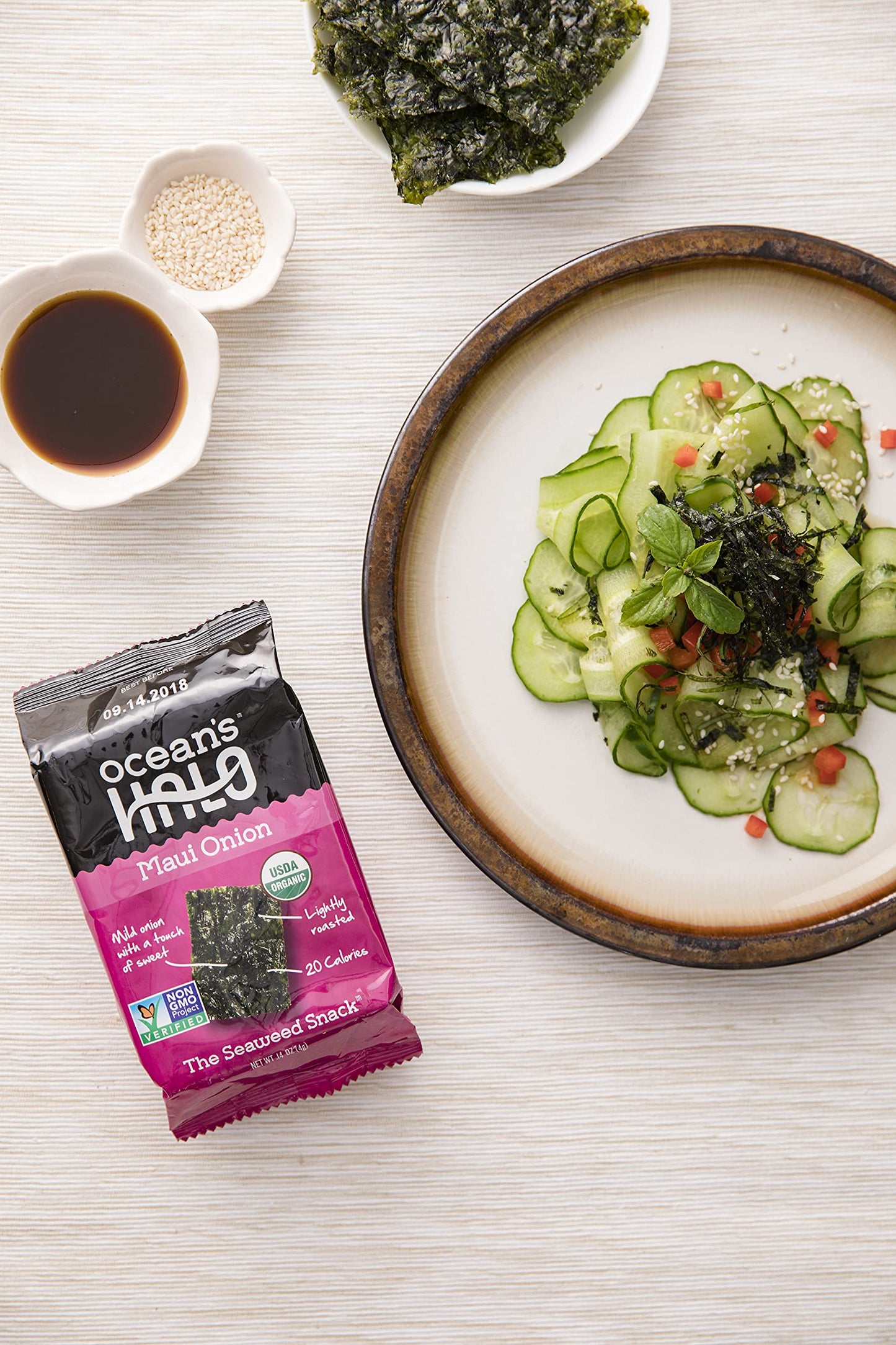 Ocean'S Halo Organic Maui Onion Seaweed Snacks, 1 Case (12 Units)