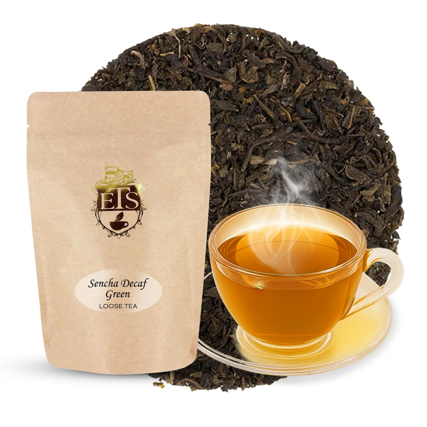 English Tea Store Sencha Green CO2 Decaffeinated Loose Leaf Tea Pouches, 4 Ounce