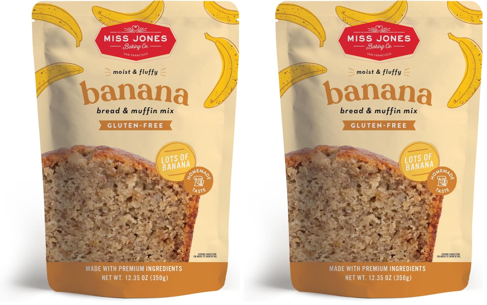Miss Jones Baking Banana Bread & Muffin Mix - Whole Grains, 50% Lower Sugar, Real Banana, Naturally Sweetened Desserts & Treats 