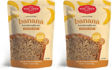Miss Jones Baking Banana Bread & Muffin Mix - Whole Grains, 50% Lower Sugar, Real Banana, Naturally Sweetened Desserts & Treats 