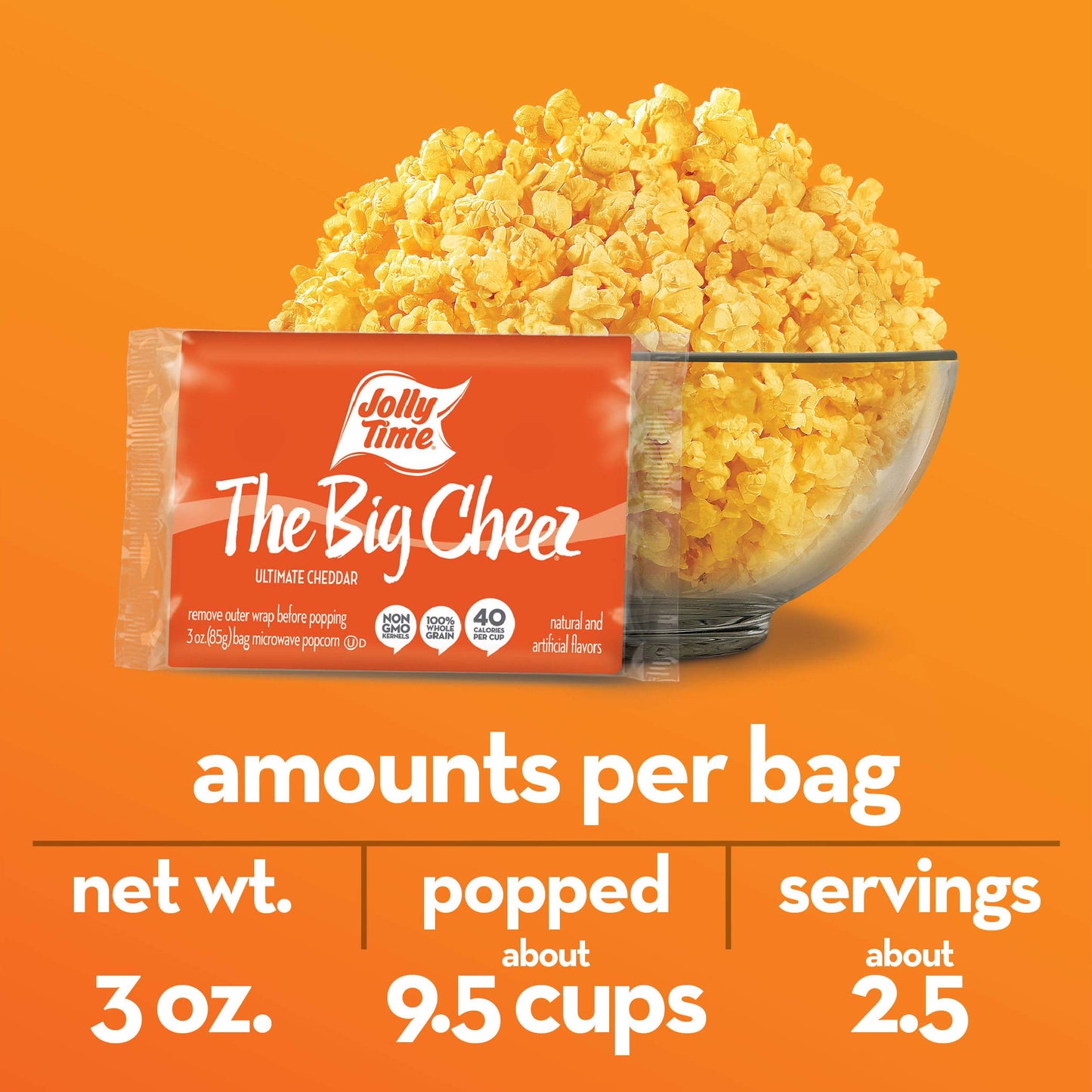 Jolly Time Microwave Popcorn Value Pack, Gluten Free, 24 Count, 3 Ounce (The Big Cheez)