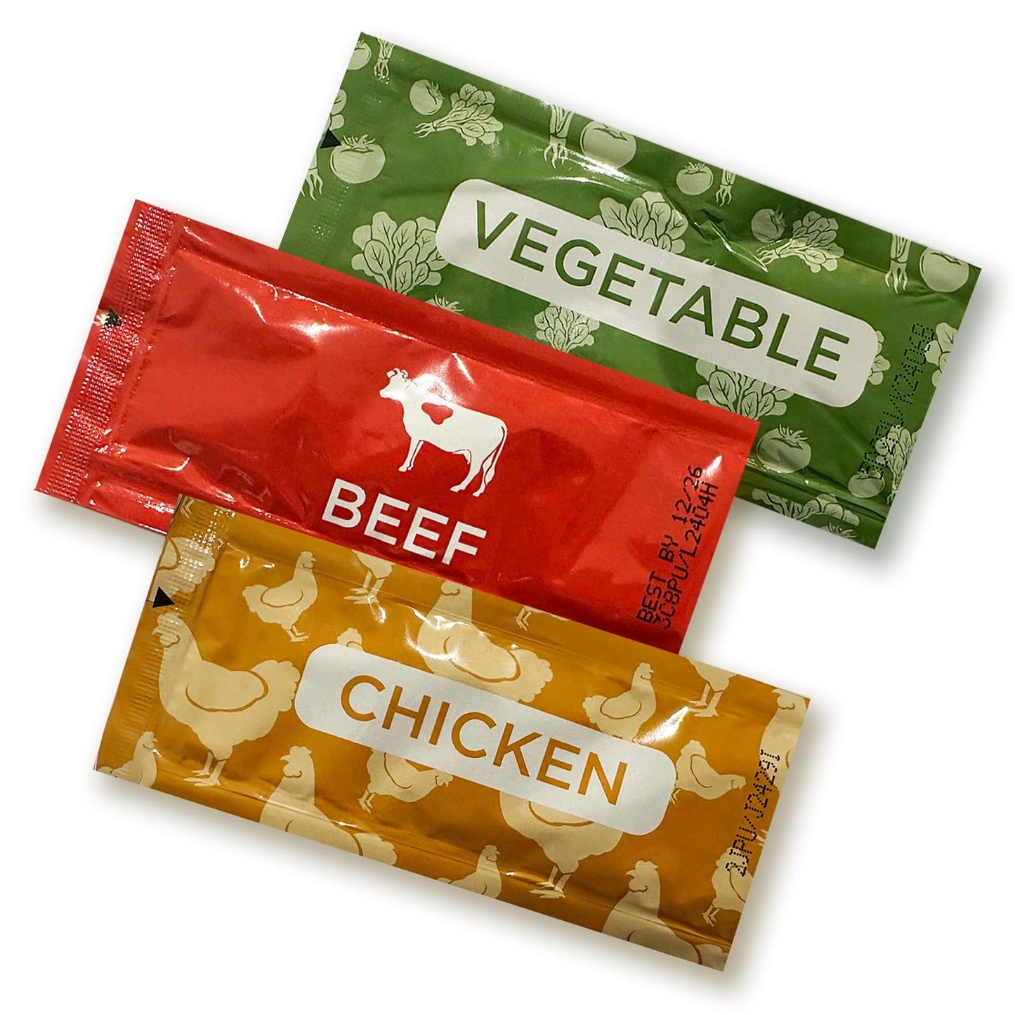 Stapster BEEF BROTH, CHICKEN BROTH, VEGETABLE BROTH Concentrate 9.6 G - Bundle of 30 pcs - 10 pcs of Each Broth