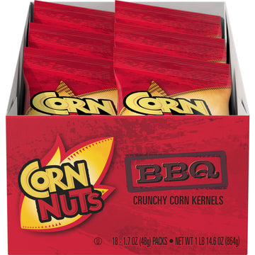 CORN NUTS BBQ Flavored Corn Kernels, Crunchy Corn Snacks, Snack Box, Variety Packs for Adults, 1.7 Oz. (Pack of 18)