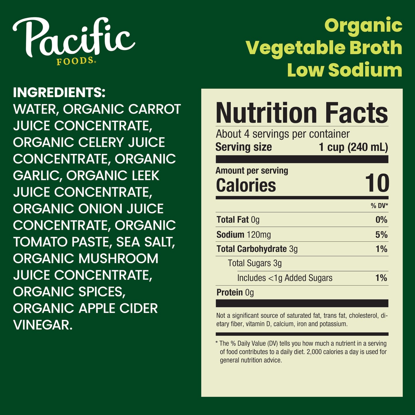 Pacific Foods Low Sodium Organic Vegetable Broth, 32 oz Carton (Case of 12)