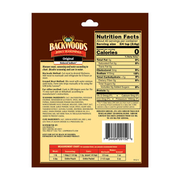 LEM Backwoods Reduced Sodium Jerky Seasoning, 3.6 Oz Packet, Ideal for Wild Game and Domestic Meat, Model 9152