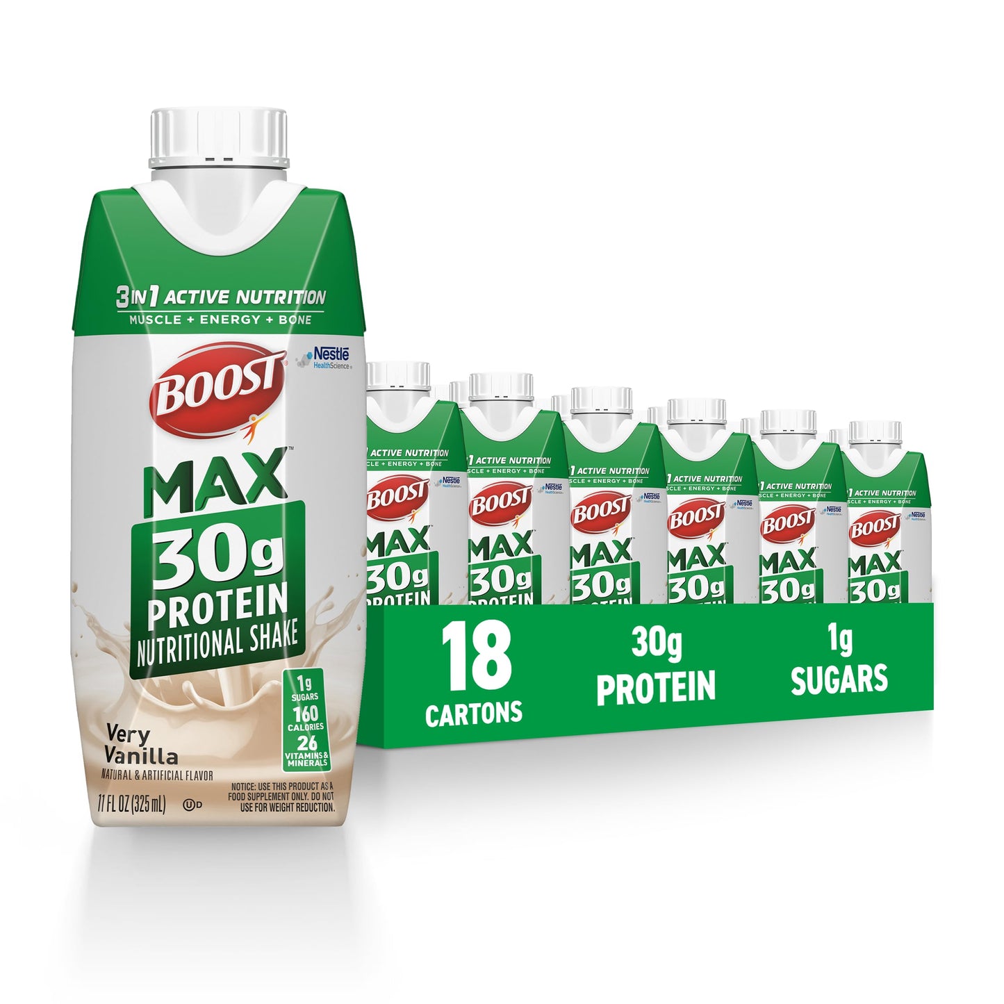 Boost Max Protein Shakes Ready To Drink - 30G High Protein Shake - Vanilla | Nutritional Drinks To Support Muscle Recovery After