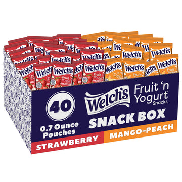 Welchs Fruit Snacks  Fruit n Yogurt Variety Pack  Strawberry  Mango Peach  Gluten Free  Bulk Pack  Single Serve  0.7 oz Bags (Pack of 40)