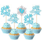 24 PCS Snowflake Oh Baby Cupcake Toppers with Bow Glitter Winter Frozen Theme Baby Feet Snowflake Cupcake Picks for Winter Wonde