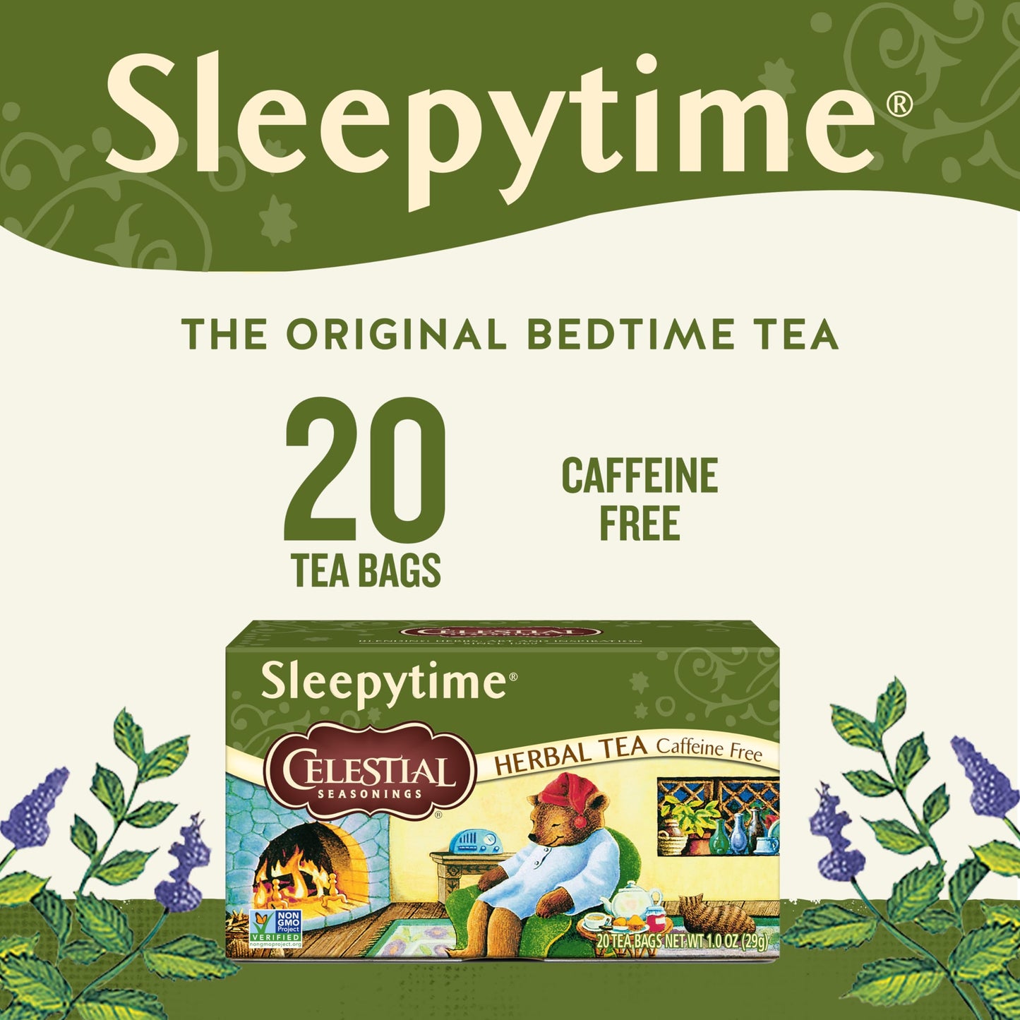 Celestial Seasonings Sleepytime Herbal Tea, Caffeine Free, 20 Tea Bags, Pack of 6, Model 48868