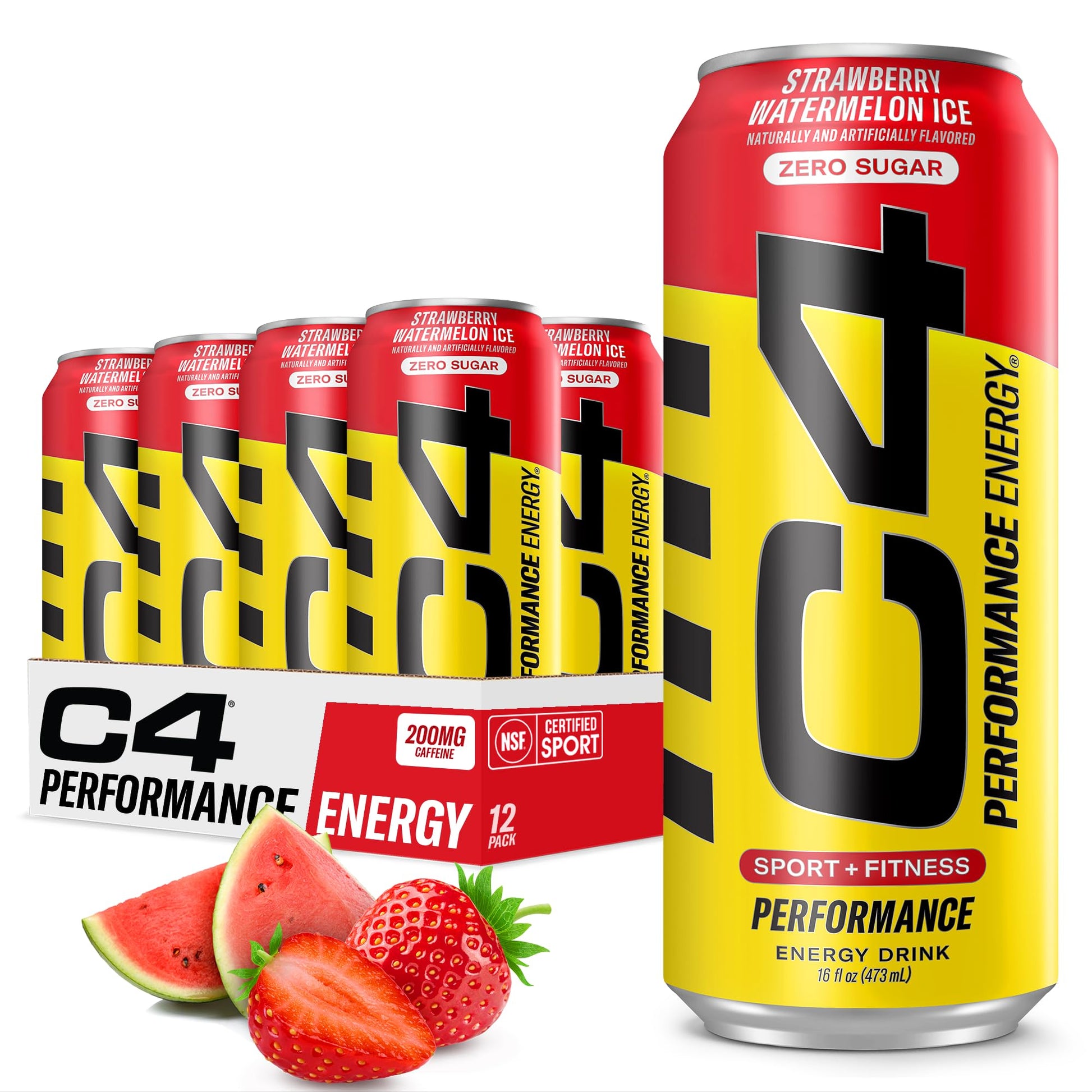 Cellucor C4 Energy Drink - Strawberry Watermelon Ice - Sugar Free - 16oz (Pack of 12) - Model CR100