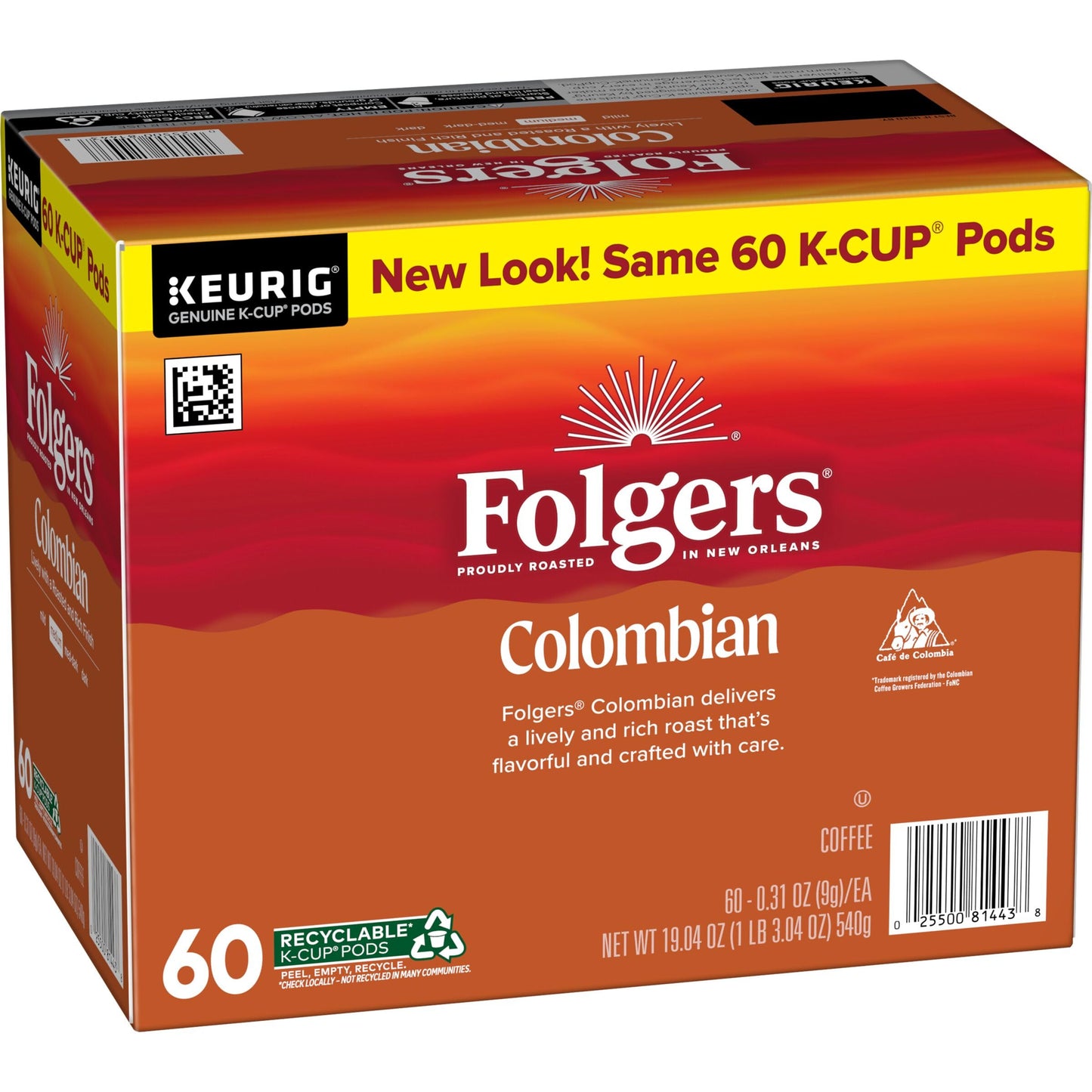 Folgers Colombian Coffee  Medium Roast  Keurig K-Cup Pods  10 Count Box (Pack of 6)