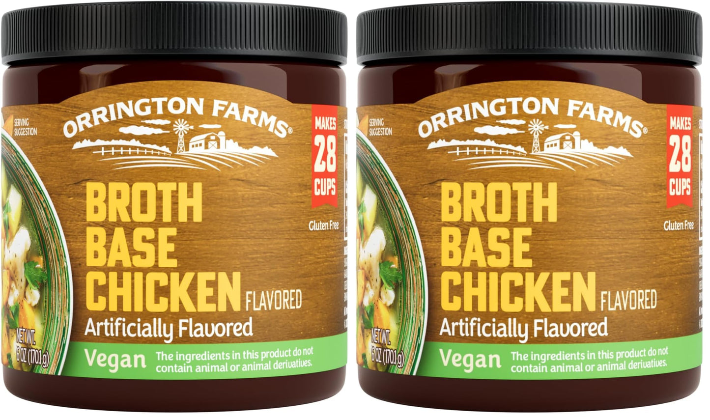 Orrington Farms All Natural Vegan Broth Base & Seasoning, Chicken, 6 Ounce (Pack of 2)