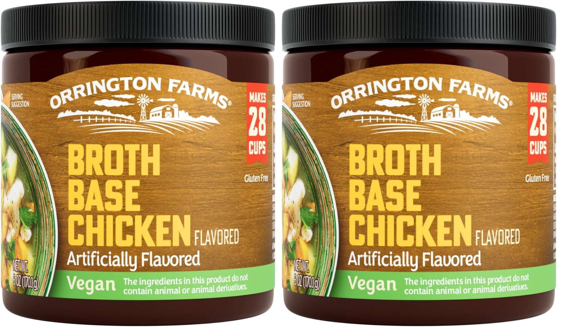 Orrington Farms All Natural Vegan Broth Base & Seasoning, Chicken, 6 Ounce (Pack of 2)
