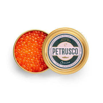PETRUSCO Smoked Trout Roe Caviar - Gourmet Seafood Appetizer, 1.7oz, Sustainably Sourced, Ready to Serve