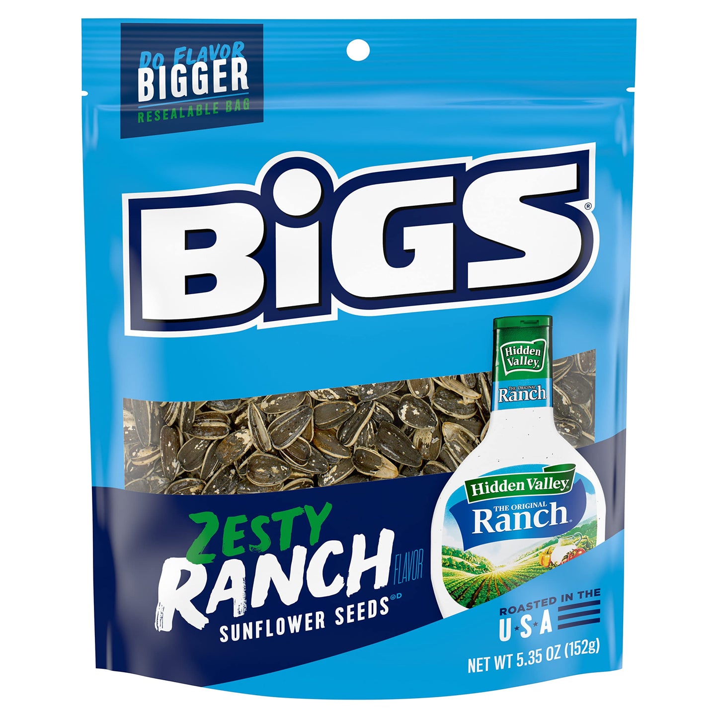 BIGS Sunflower Seeds, Keto Friendly 5.35 oz Bags (Pack of 2) (Zesty Ranch)