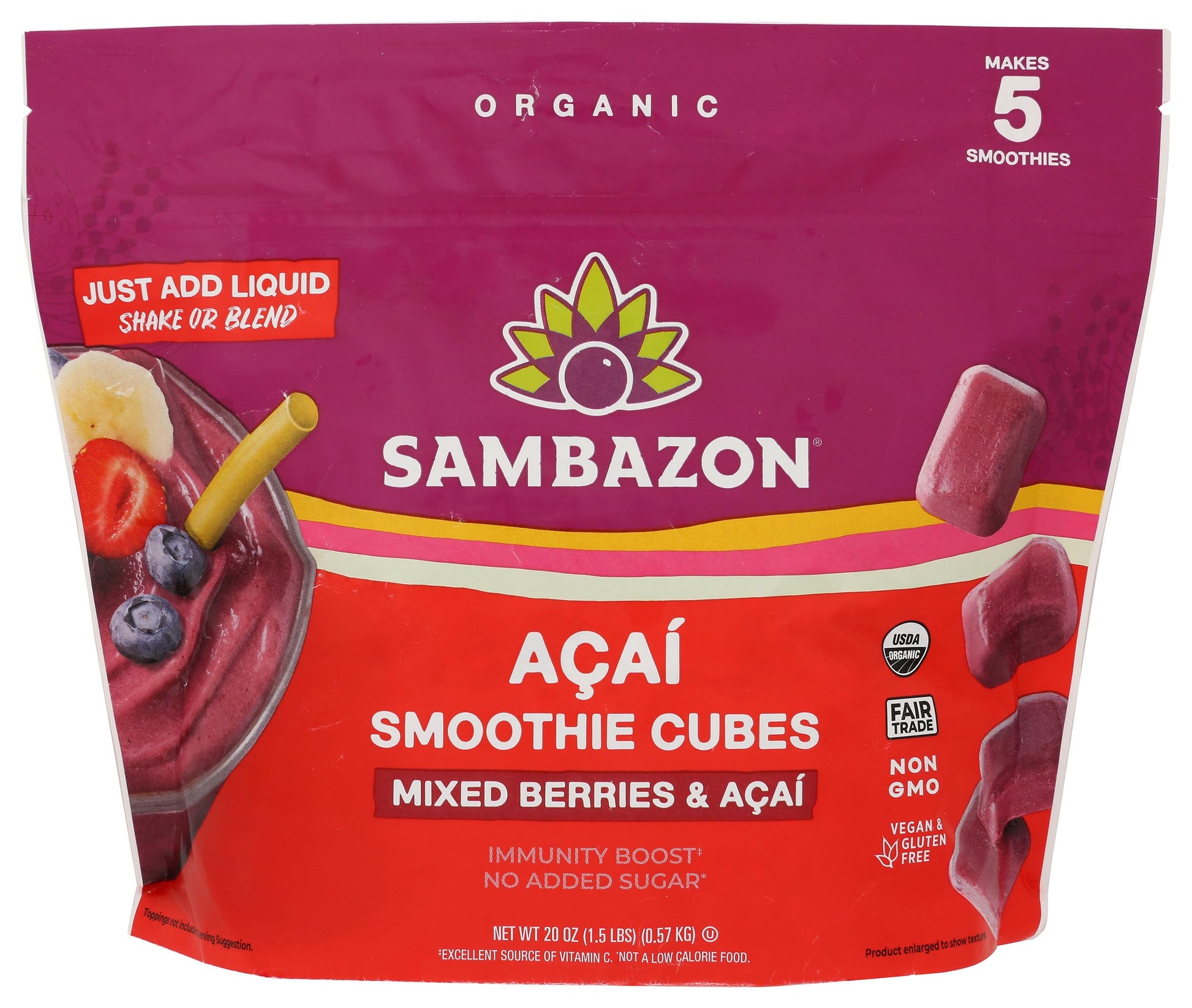 Organic Mixed Berries & Acai Blenderless Smoothie Cubes, 20 Oz