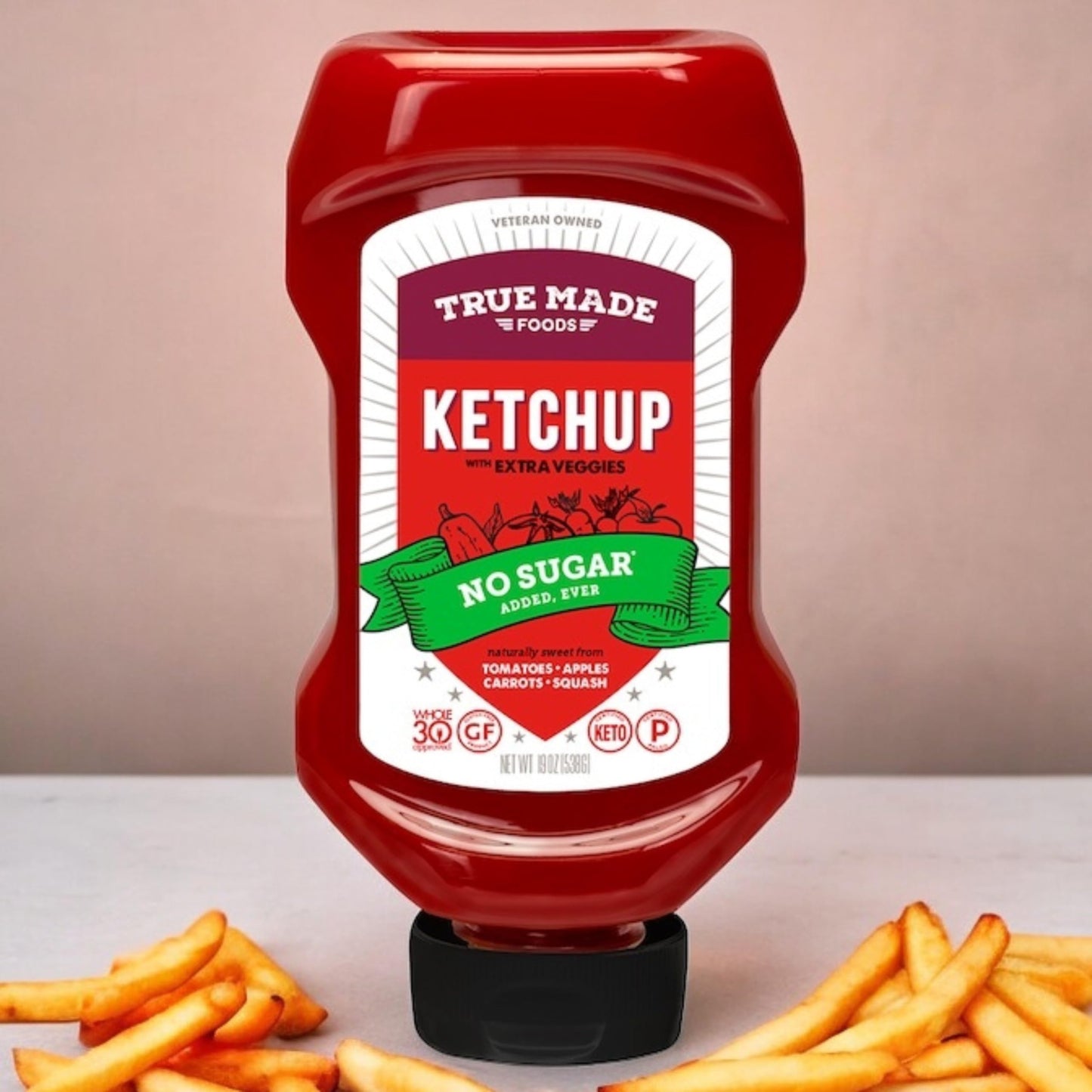 True Made Foods - No Sugar Added Ketchup - Condiment Squeeze Bottles Made With Fruit And Veggies For Barbeque Grilling And Bbq T