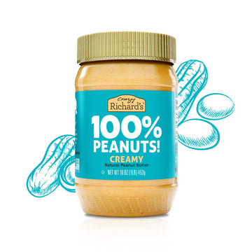 Crazy Richards 100% All-Natural Creamy Peanut Butter, No Added Sugar Peanut Butter Non-GMO, Vegan (16 Ounce (Pack of 1))