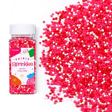 Pink Nonpareils Sprinkles, Red Pink and White Sprinkles Bulk for Cake Decorating Cupcake Baking Dessert Cookies Valentine's Deco