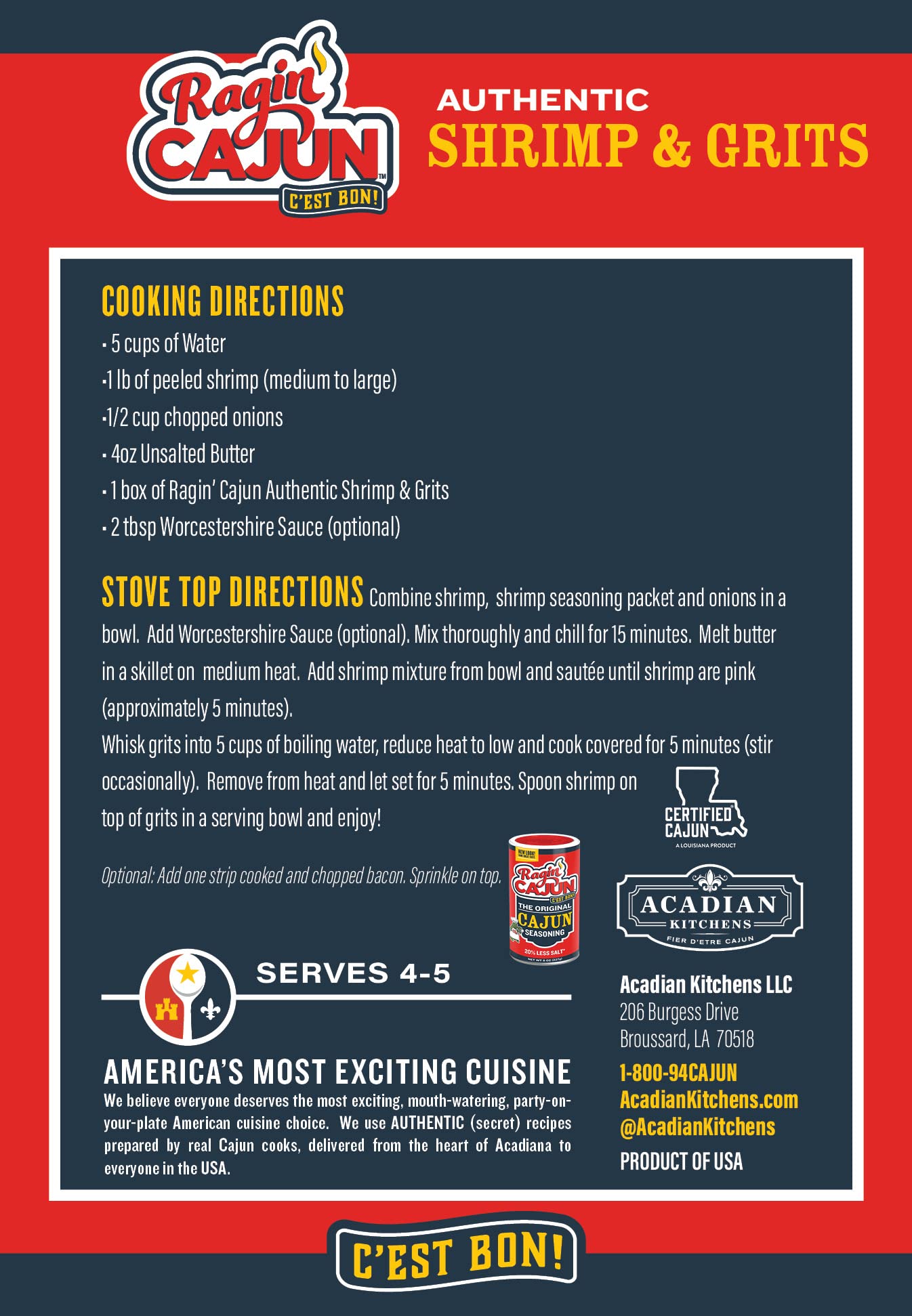 Ragin Cajun Shrimp and Grits 8oz (Pack of 6)