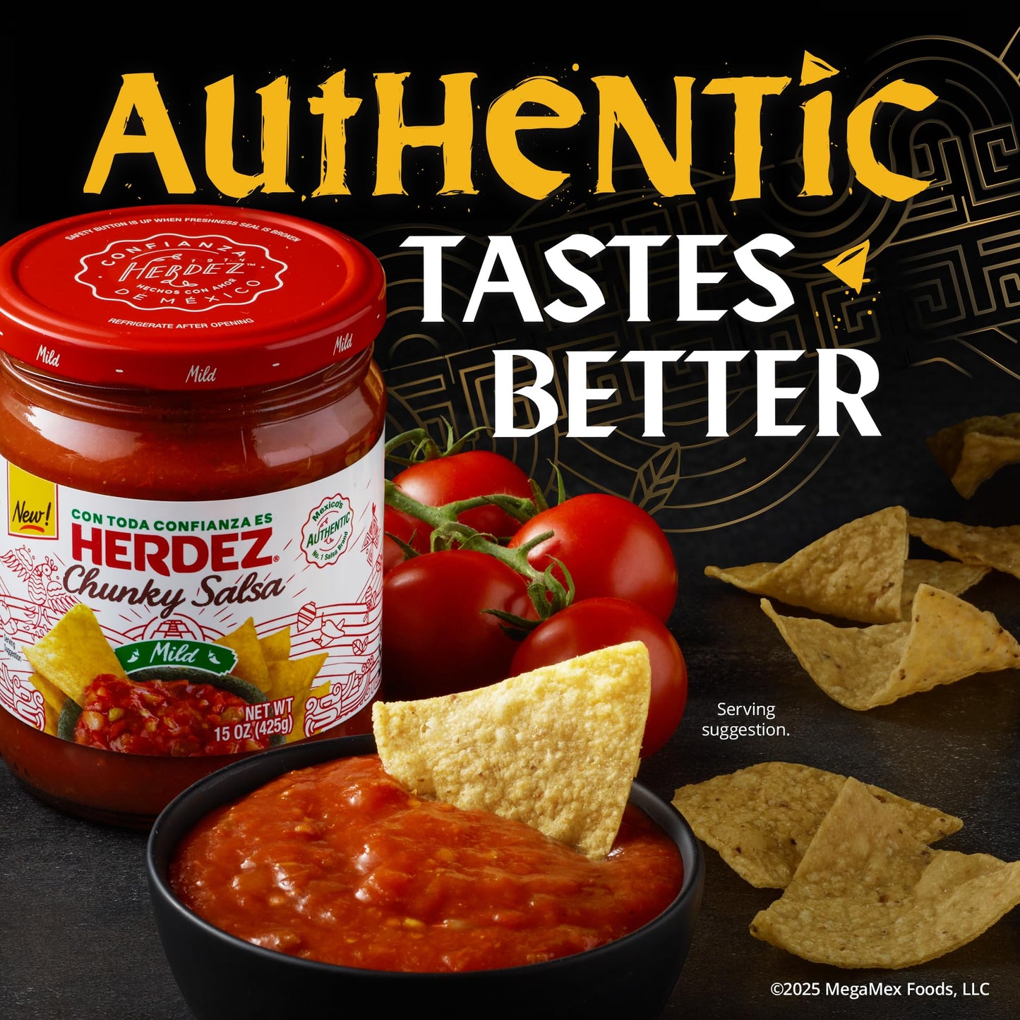 HERDEZ Salsa Dipping Variety 3 Pack - (2) Chunky Medium, (1) Salsa Con Queso Medium - Authentic Mexican Flavor Dips for Chips